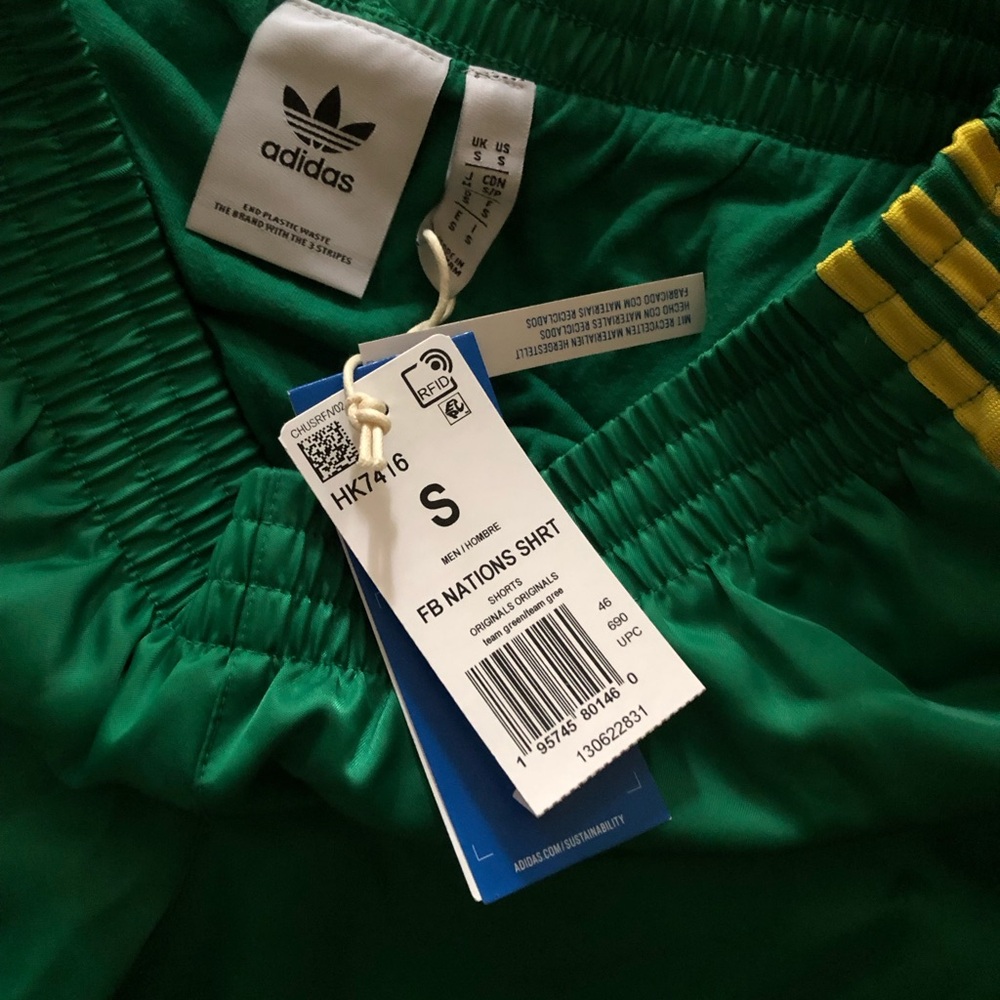 adidas Green Athletic Shorts with Blue Trefoil and Yellow Stripes - Picture 4 of 8
